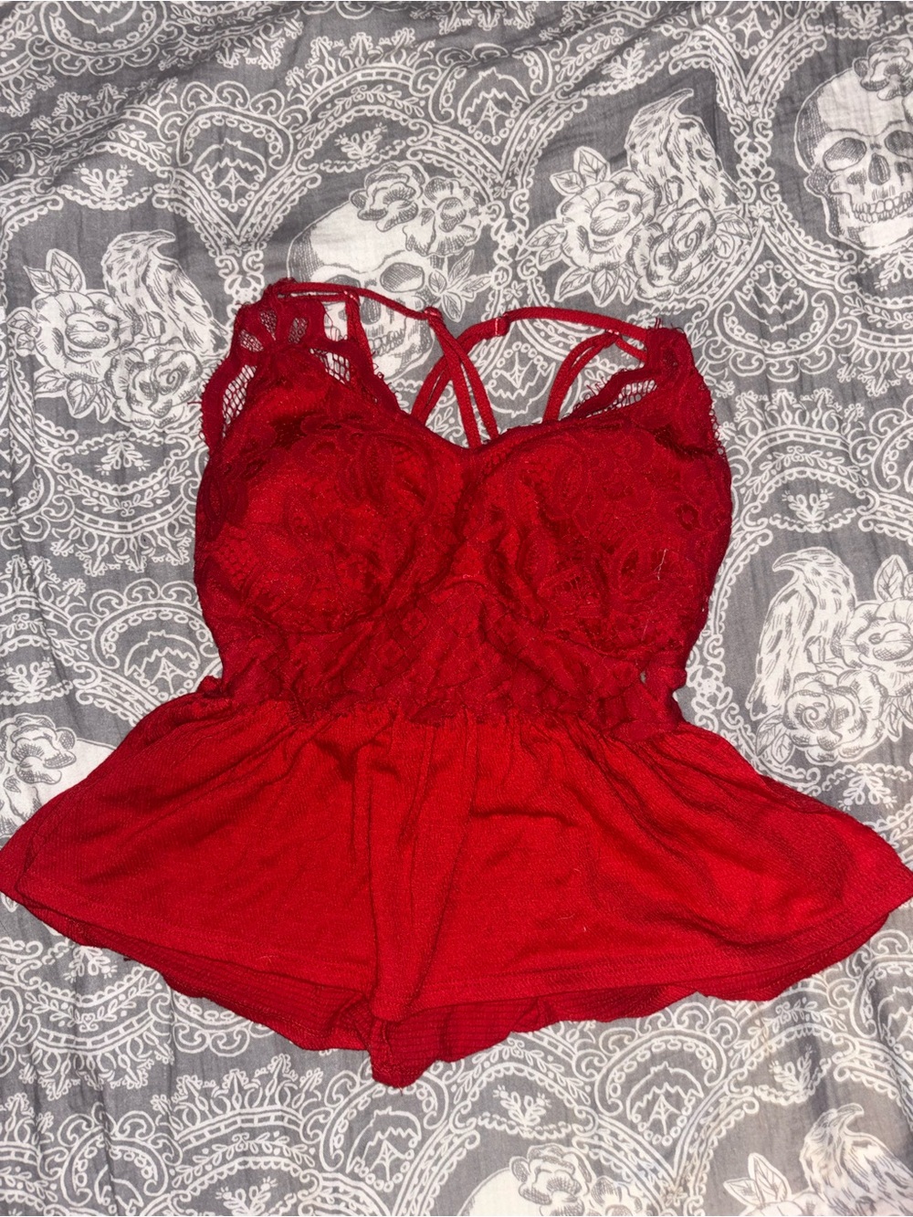 Red Lace Bralette Romper - Women Intimates & Sleepwear